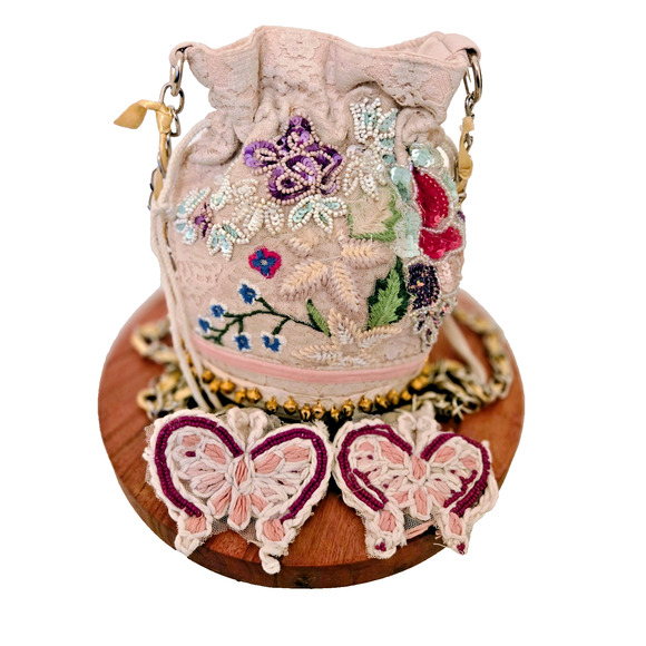 Antica Sartoria Positano Boho Round Beaded Bag Purse Bells - Picture 12 of 14